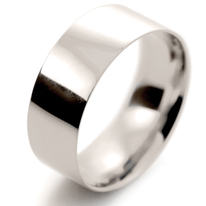 Flat Court Light -  8mm (FCSL8 W) White Gold Wedding Ring